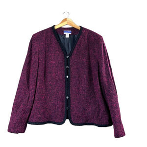 Women's Vintage Black and Red Wool Blend Pendleton Blazer 20